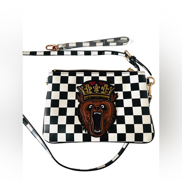 Essentiel Antwerp Andy bear chess board crossbody faux leather bag - Picture 3 of 5